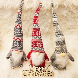 VIVAYO Gnome Christmas Ornaments, Handmade Swedish Tomte Gnomes Plush Scandinavian Santa Elf Table Ornaments Christmas Decoration Home Decor (Wool Snowflake, Set of 3)
