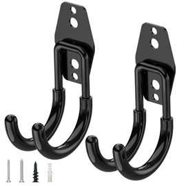 TICONN 2 Pack Heavy Duty Garage Hooks, Steel Utility Wall Storage Hooks, Wall Mount Hanger Organizer for Ladders, Bikes, Tools, Bulky Items (Small, Black Circular)