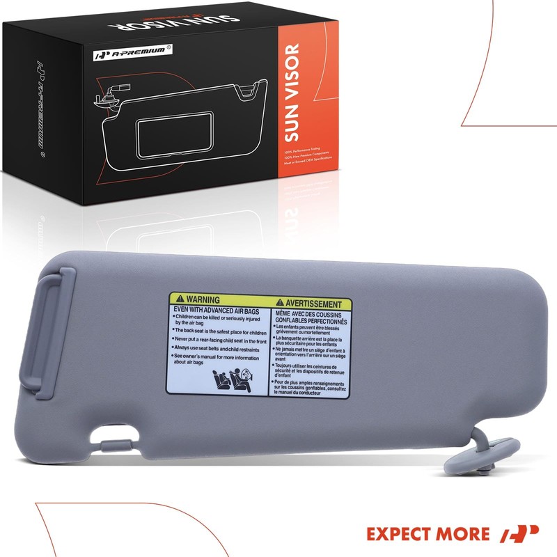 A-Premium Right Passenger Side Sun Visor with Mirror - Compatible