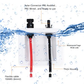 Trisinger Solar Cable Entry Gland,1Ft/30cm 10AWG Soft Solar Extension Cable and Connector, UV Resistance Dual Cable Entry Gland Housing on Rv, Boat, Camper (1Ft White)