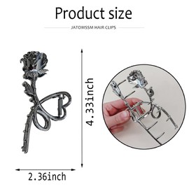 Large Flower Metal Black Heart Rose Hair Barrette Claw Clips for Thick/Thin Hair - Strong Hold Hair Accessories for Women, 1Pc