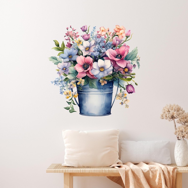 GRAZDesign Wall Sticker Flowers Meadow Flowers in Bucket Wall Decoration