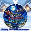 Believe in Christmas Magic Glass Christmas Ornament, 3 Inch Santa