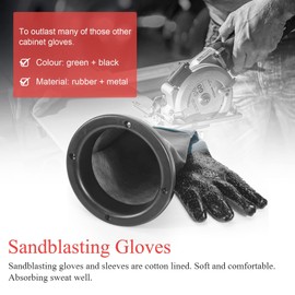 Juwacoo Sandblasting Gloves Rubber Gloves Sandblasting Gloves with O Rings Cotton Lined Sandblasting Gloves for Sandblasting Cabin, 60 cm