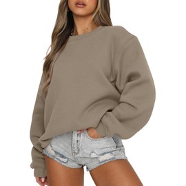 EFAN Womens Sweatshirts Oversized Crewneck Y2K Cropped Hoodies Fall Fashion 2025 Teen Girls Cute Winter Clothes Sweater Coffee M