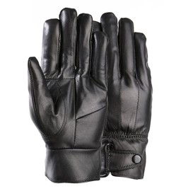 Men Genuine Leather Winter Gloves Full finger SheepSkin Lined Driving Gloves (Black2)