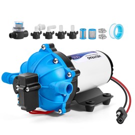 Heuyrao Rv Water Pump 12V DC Quiet 7.0GPM 70PSI,5 Chamber Self Priming Diaphragm Fresh Water Pressure Pump with Pressure Switch Strainer for RV Marine,Camper,Boat,Garden,Travel Trailer