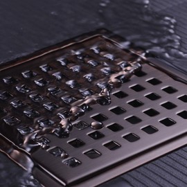 Orhemus Square Shower Floor Drain with Removable Cover Grid Grate 6 inch Long, SUS 304 Stainless Steel Brushed Bronze Finished