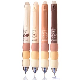 Erasable Gel Pens 4 Pcs, Gel Pens for Kids Adult Cute Bear Blue Gel Ink Pen Retractable 0.5mm | Cute Kids Student Stationery Rollerball Animal Pens | Smooth Writing Pens Office Gift School Supplies