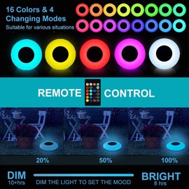 12.6-Inch Solar Floating Pool Light, Outdoor 16 RGB Phantom Color Solar Powered LED Globe Lamp, Pool Lights That Float W/Remote, Inground Pond Flickering Party Event Night for Beach Lawn Decor IP68