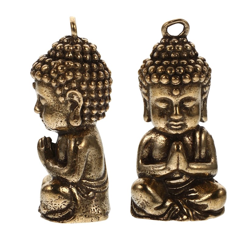 ledmomo Mini Buddha Statue Figurine, 2 Pieces Brass Figurine, Shakyamuni