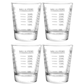 Shot Glass Measuring Cup | Non Fading Set of 4 | Bar Bartender Accessories, Jigger for Bartending