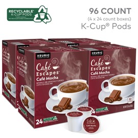 Café Escapes Café Mocha Keurig Single-Serve K-Cup Pods, 24 Pods Per Pack, Case Of 4 Packs