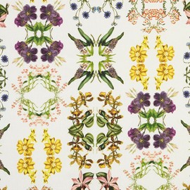 Kt KILOtela - Digital Printed Canvas Fabric Half Panama Cotton Decoration Upholstery Cushion Curtains Bedspreads Width 280cm Length Selectable 50 by 50cm Floral Muscari Yellow