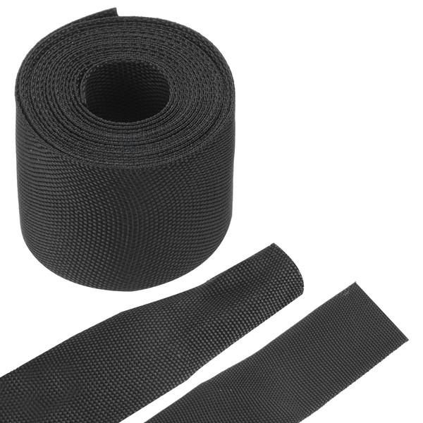 MECCANIXITY Braided Cable Sleeves, 2" 10ft Black, Heat Shrinkable Fabric