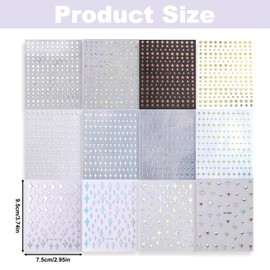 12 Sheets Star Nail Art Stickers, Silver Shinning Star Nail Stickers, Gold Self-Adhesive Metallic Nail Decals, Gel Nail Stickers for Nail Art, Holographic Nail Design Supplies Decoration for Women