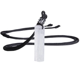 KYEYGWO Cuboid Crystal Pendant for Men and Women, Healing Stone Bar Necklaces, Rectangle Gemstone Chains, Lucky Stone Amulet, Blessing Jewellery with Adjustable Nylon Rope, Crystal Crystal Nylon rope,