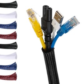 MarketConnect® Self-closing cable conduit, diameter 6 mm, length 8 m, perfect for cable management and protection, ideal for desk and TV, black