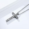 REchoLI Cross Necklace for Man,Stainless Steel Textured Silver/Black Cross Pendant