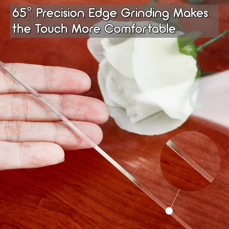 NECAUX 52 Inch Round Clear Table Cover Protector, 2mm Thick