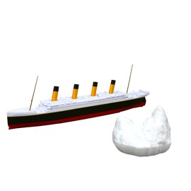 12" Prebuilt Display Model Ship (RMS Titanic 1ft Model with Iceberg (includes Masts))