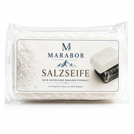 MARABOR Salzseife aus Siebenbürgen – 100% natürlicher Salzstein – Parajder Kristallsalz zur Hautpflege – ohne Duftstoffe, Farbstoffe und Konservierungsstoffe – ca. 220–250 g