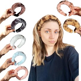 Headbands For Women, Spa Headbands For Washing Face Or Facial, Skincare, Makeup, Non Slip, Cute Fuzzy Headband. (Leopard, One Size Fits All)