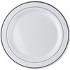 MOZAIK 20 White Silver Rim Plastic Plates 19cm
