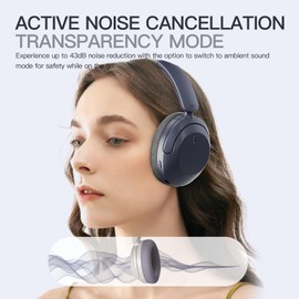 iKF T3 Active Noise Cancelling HiFi Headphones with Hires, 125H Playtime, Bluetooth, Over-Ear, APP EQ Settings,Comfortable Ear Pads, and Multi-Device Connection Wired Headset for Work/Play