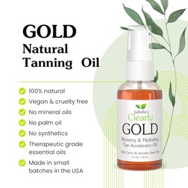 Isabella's Clearly GOLD, Aceite Bronceador 100% Natural | Aceite Corporal Hidratante Acelerador del Bronceado para un Brillo Bronceado Sano con Oliva,
