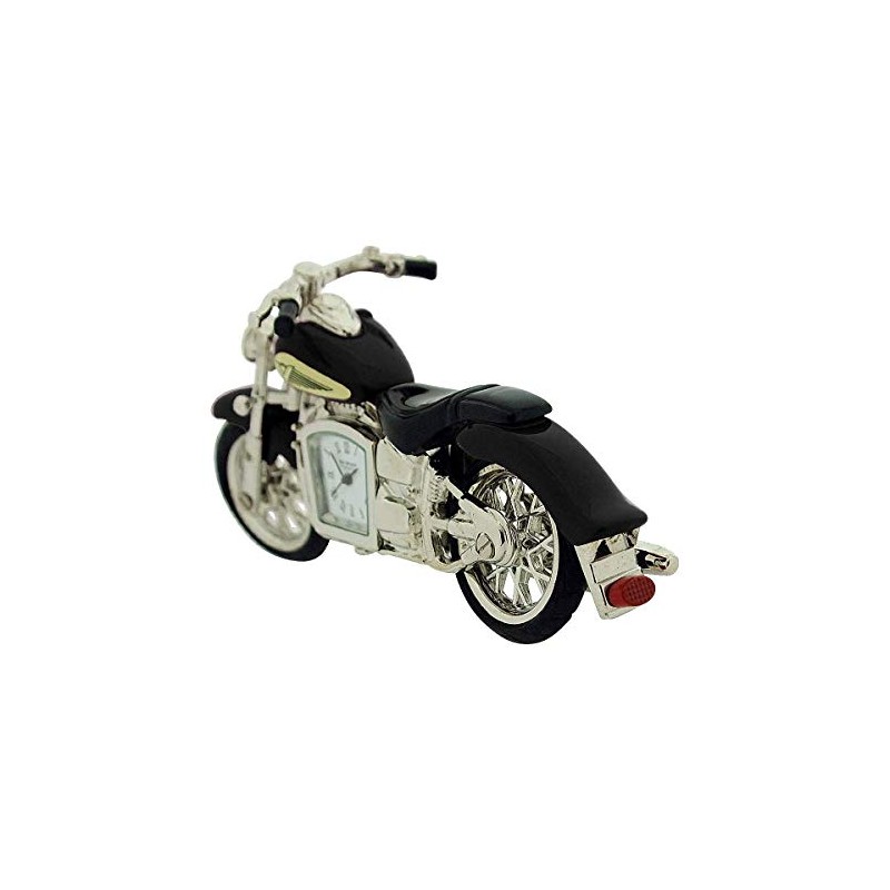 W M Widdop Miniature Clock - Black Motorcycle in Indian