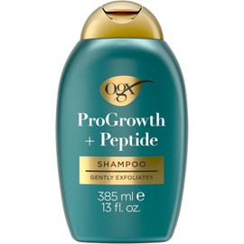 OGX ProGrowth + Peptide Clarifying Shampoo, Gentle Exfoliating Shampoo, Supports Natural Hair Growth by Removing Scalp Build-Up, 1.5% Mandelic Acid, LipiPro Shield™, 385ml | For Scalp, Gentle and Deep Cleansing, with 1.5% Mandelic Acid, Anti-Hair