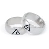 Triangle Fraternity Sterling Silver Men's Ring with Black Enamel