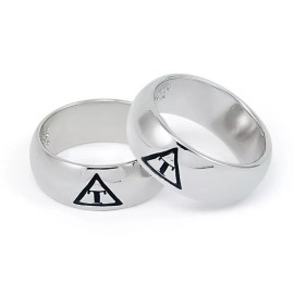 Triangle Fraternity Sterling Silver Men's Ring with Black Enamel