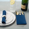 Disposable Linen-Feel Dinner Napkins With Built-in Flatware Pocket, 50-Pack BLUE