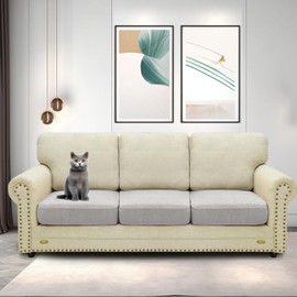 CHELZEN Stretch Sofa Seat Cushion Cover, Fitted Sofa Cushion Slipcovers, Couch Cushion Covers, Replacement for Individual Cushion Furniture Protector (1 Seater*3, Silver Gray)