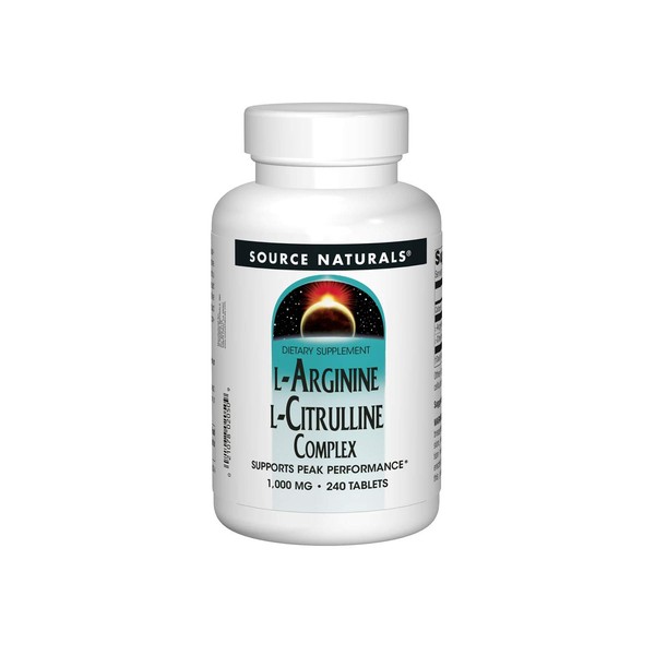 Source Naturals L-Arginine L-Citrulline Complex, Essential Amino Acid Supplement, Supports Peak Performance* 1,000 mg - 240 Tablets