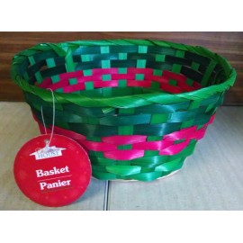 Christmas House Round Bamboo Basket Storage Fruit Flowers Gifts 8.5" -  GREEN