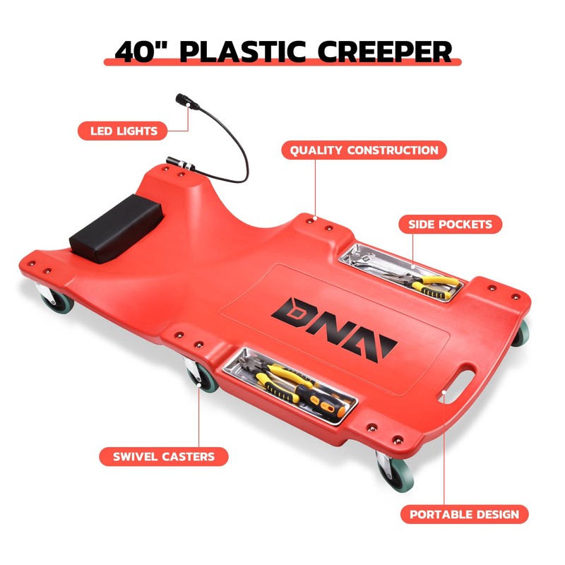 DNA MOTORING 40 Inch Low Profile Plastic Rolling Garage Shop