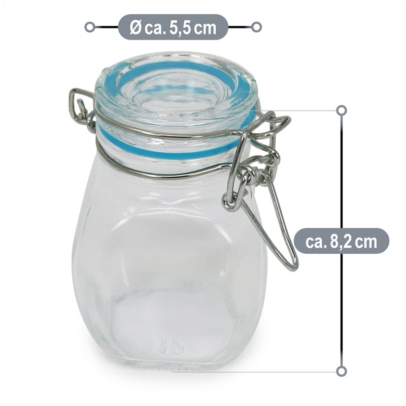 com-four® 4 x Preserving Jar with Clip Top Wire Clip