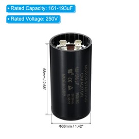 PATIKIL Motor Start Capacitor, 161-193uF/Mfd 250V 50/60Hz CD60 Run Capacitor Motor Starting Capacitor for Electric Motor Starts Running, Black