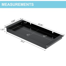 ping Under Desk Drawer with Full-Extension Ball Bearings for Standing Desk, Carbon Steel Organizer.drawer Organizercolor: Black, size: 20.1"