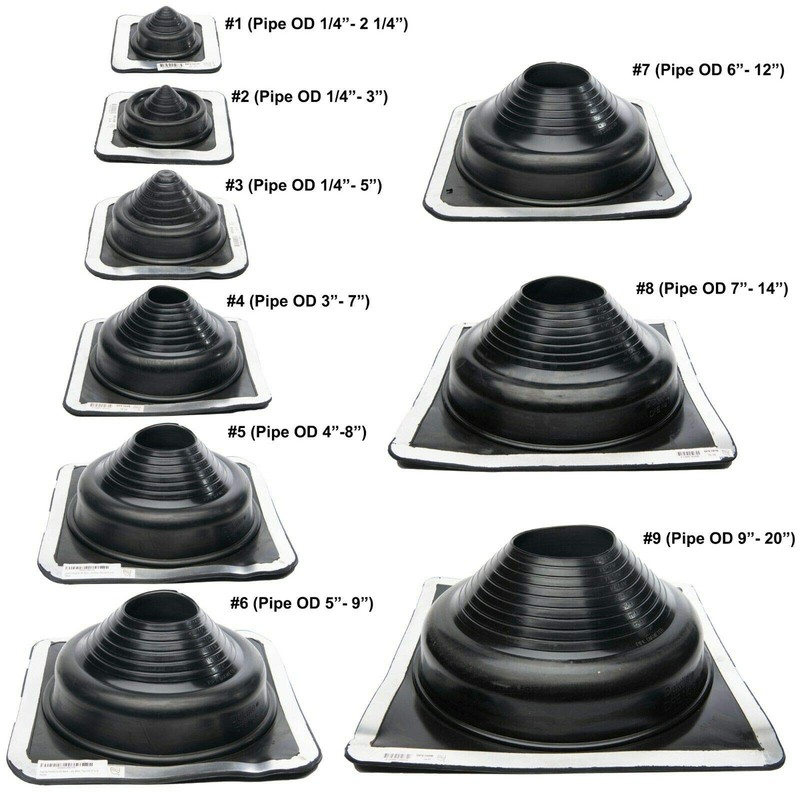 Dektite Metal Roof Pipe Flashing Boots Kit - Comes With