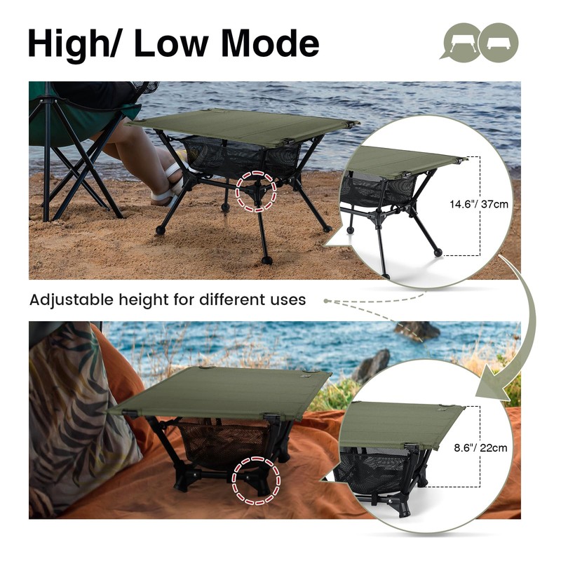 ONETIGRIS Dipper Camping Table, Lightweight Portable Folding Table with Mesh