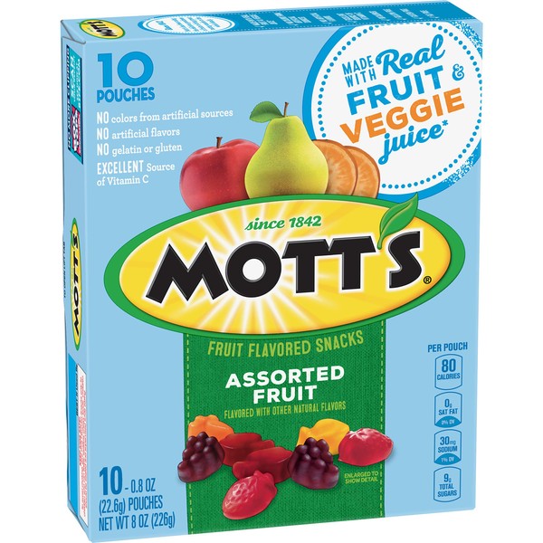 Mott's Assorted Fruit Flavors, 0.8 oz, 10 ct