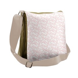 Ambesonne Cherry Blossom Messenger Bag, Retro Sakura Art, Unisex Cross-body