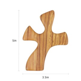 Yookin Natural Wood Olive Hand Held Clinging Cross Hand Carved Wooden Holding Cross 5 inches long Jesus Cross Gift for Prayer Palm Church Gift Palm Cross(B)