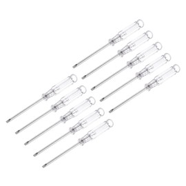 sourcing map Mini Slotted Screwdriver, 3.0mm Flat Head with Clear Handle for Small Appliances, 10 Pcs