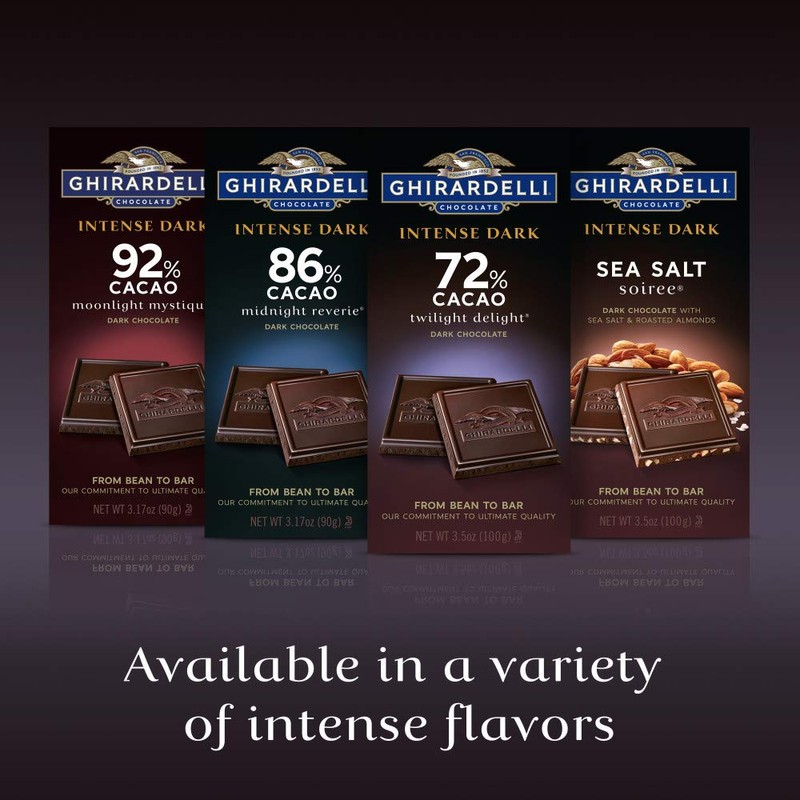 GHIRARDELLI INTENSE DARK 92% Cacao Chocolate Bars, 3.17 oz Bar