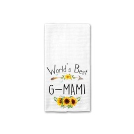 World's Best G-Mami Kitchen Towel, Floral Sunflower Kitchen Towel, Best G-Mami Ever, Gift Mothers Day Birthday Christmas Thanksgiving for G-Mami, Soft and Absorbent Kitchen Tea Towel